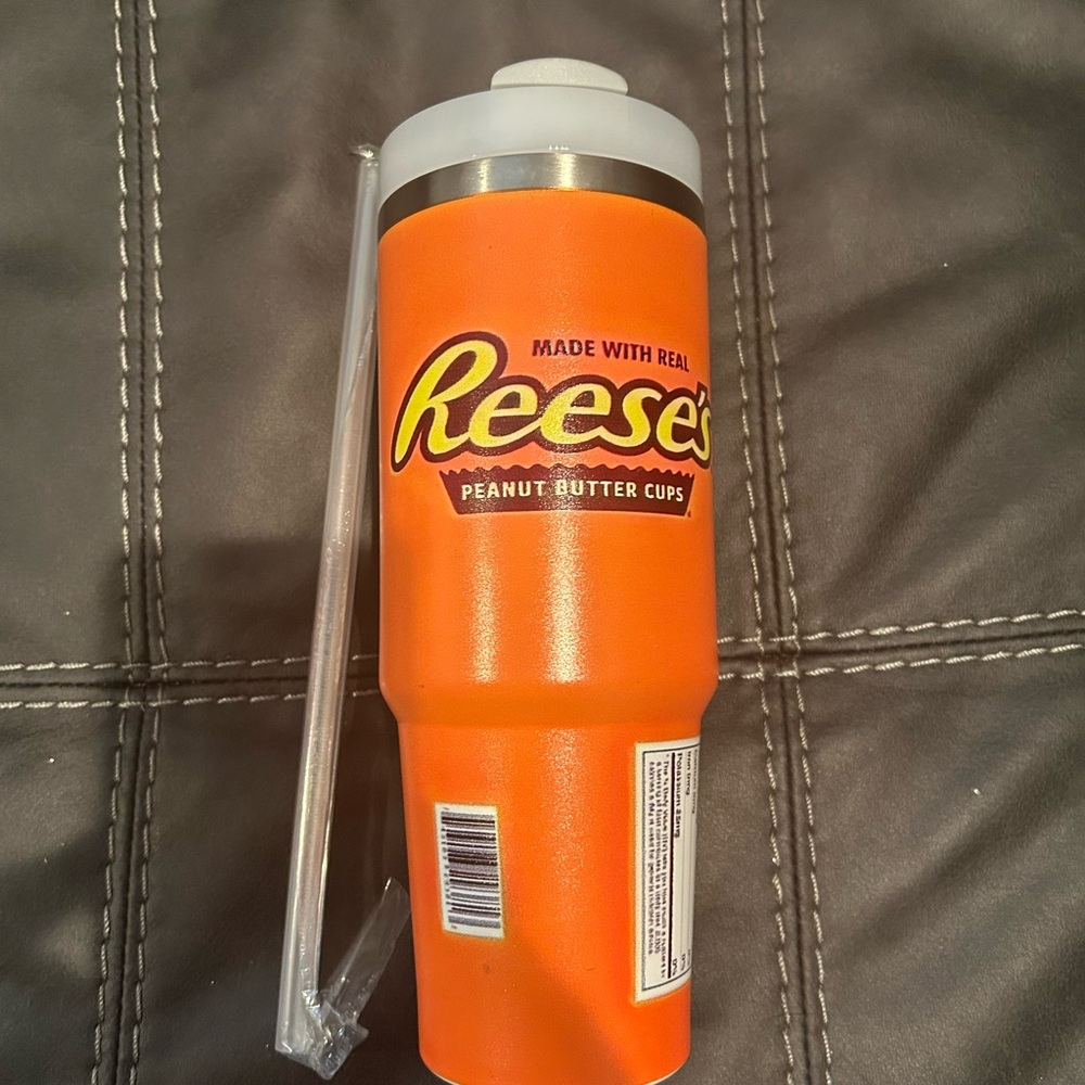 Reese's Orange Tumbler with Straw